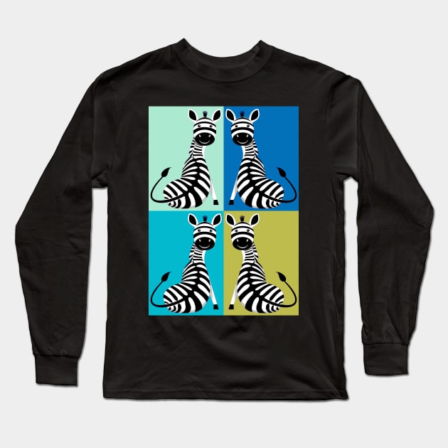 Cool Sitting Zebra Long Sleeve T-Shirt by JeanGregoryEvans1